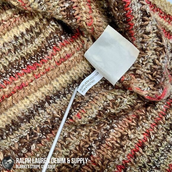 RALPH LAUREN DENIM & SUPPLY BLANKET STRIPE WOOL BLEND SWEATER WOMEN SIZE MEDIUM - Picture 11 of 15